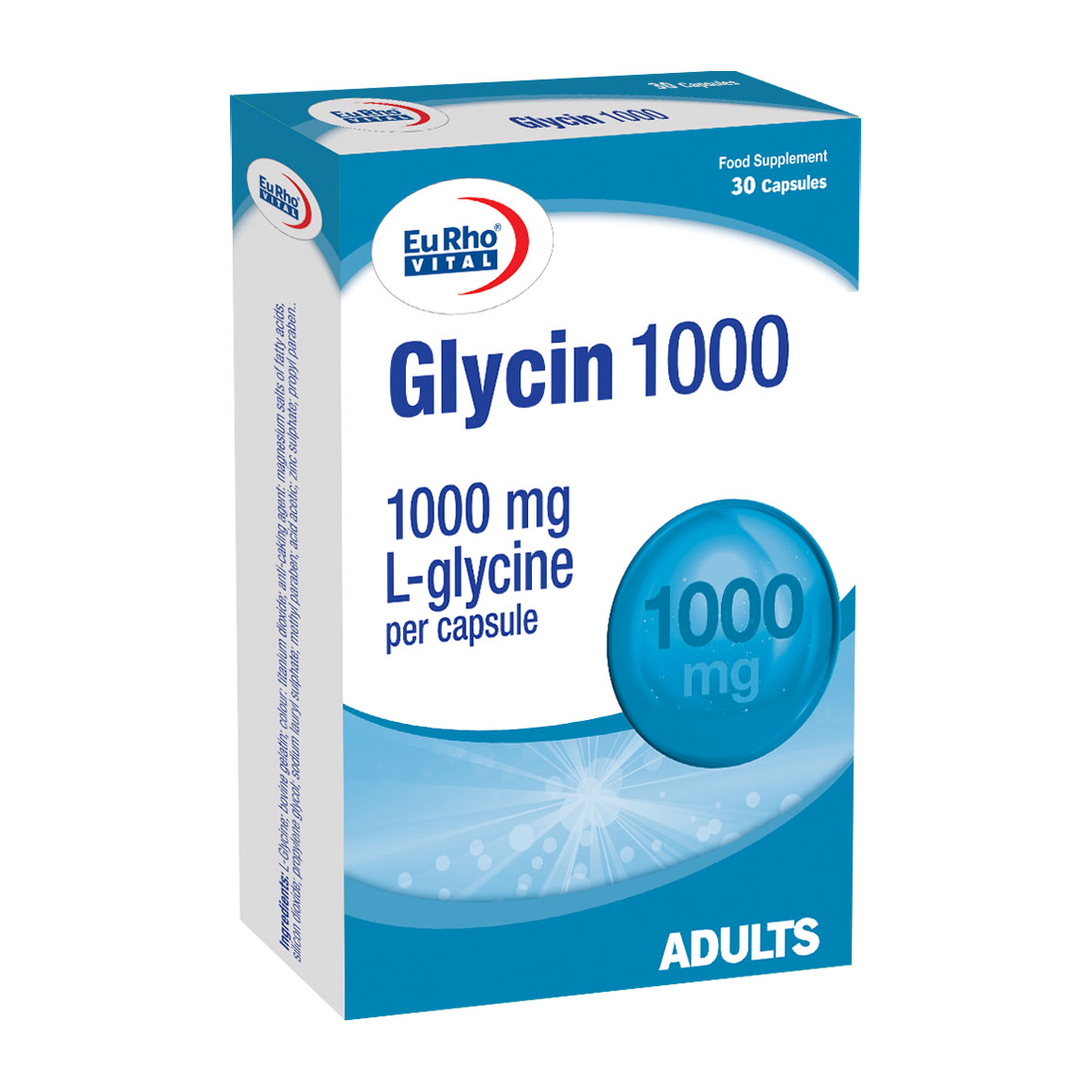 1-2025224145311979.jpg کپسول گلایسین 1000 میلی گرم یوروویتال بسته 30 عددی - Image 1