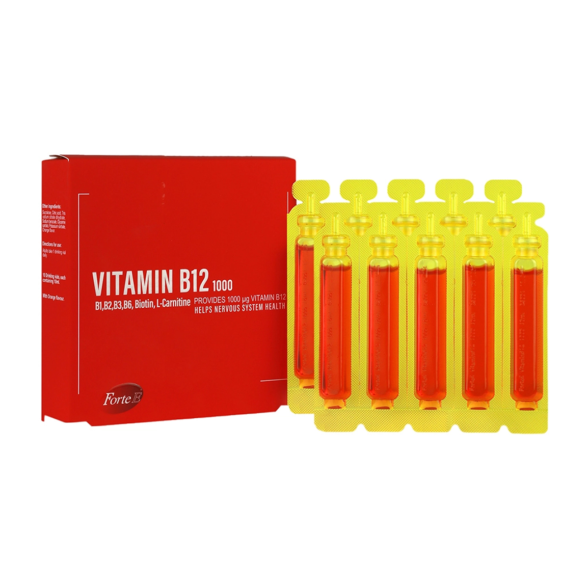 1-2025810111828756.jpg ویال خوراکی ویتامین ب 12 1000 میکروگرم با طعم پرتقال فورت ای بسته 10 عددی - Image 1