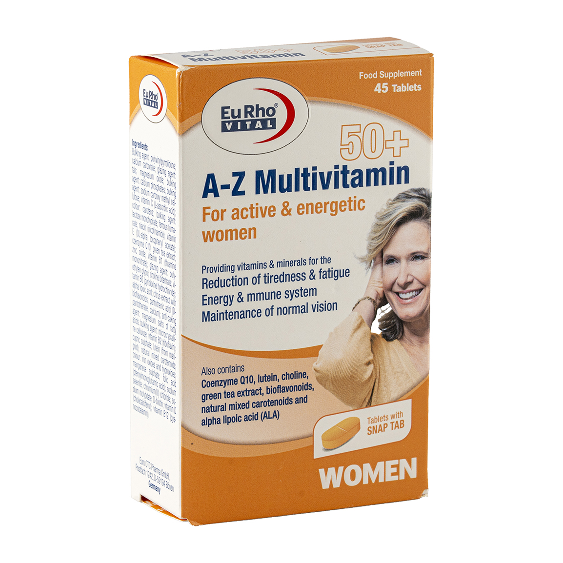 77257-202584141920746.jpg قرص مولتی ویتامین A و Z بانوان بالای 50 سال یوروویتال بسته 45 عددی - Image 1