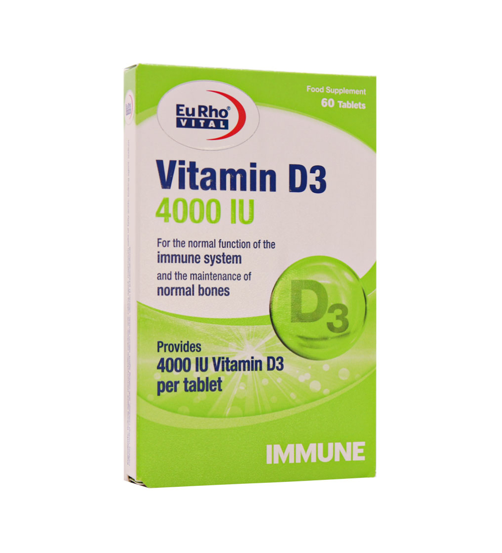 قرص ویتامین D3 4000 واحد یوروویتال 60 ع قرص ویتامین D3 4000 یوروویتال بسته 60 عددی - Image 1