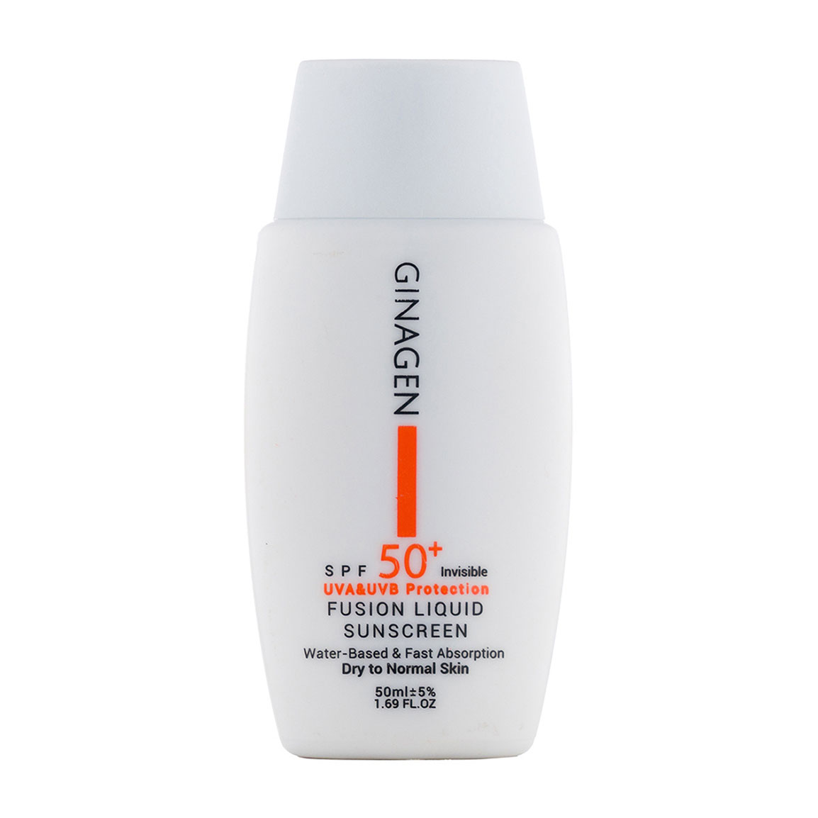 Ginagen-Sun-Screen-For-Dry-And-Normal-Skins-50ml-Khanoumi-202427162119626-2024731111716358-1.jpg کرم ضد آفتاب بی رنگ ژیناژن مدل Fusion Liquid مناسب پوست خشک و نرمال 50 میلی لیتر - Image 1