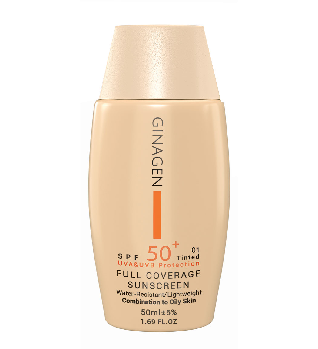 Ginagen-Tined-Sun-Screen-Spf-50-For-Oily-Skins-50-ml-202413114040474-1.jpg کرم ضد آفتاب رنگی مدل Full Coverage با spf 50 مناسب پوست چرب و مختلط حجم 50 میلی لیتر - Image 1