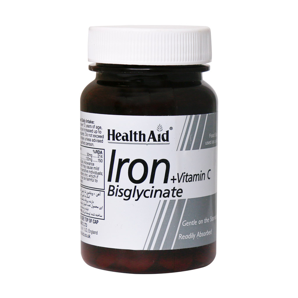 Health-Aid-Iron-Bisglycinate-30-Tabs-Khanoumi-2024219171138640.jpg قرص Iron Bisglycinate هلث اید بسته 30 عددی - Image 1
