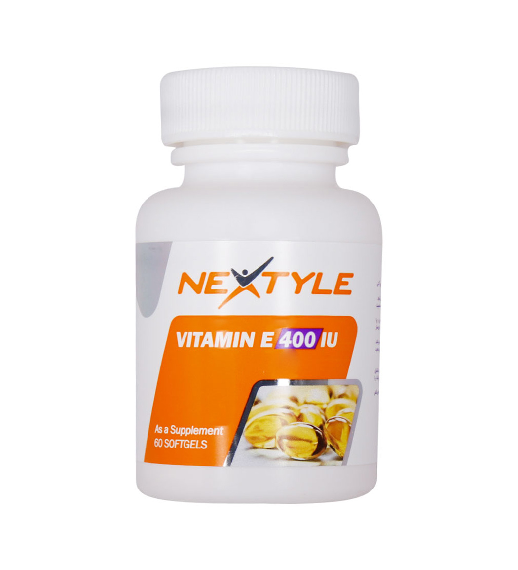 Nextyle-Vitamin-E-400-IU-60-Capsules-khanoumi-202421414295087.jpg کپسول ژلاتینی ویتامین E 400 نکستایل بسته 60 عددی - Image 1