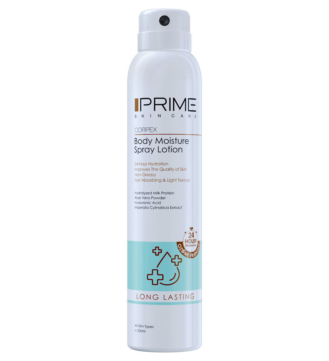 Prime-Body-Moisture-Spray-Lotion-200ml-Khanoumi-202382992233296.jpg اسپری لوسیون بدن آبرسان پرایم مدل Long Lasting حجم 200 میلی لیتر - Image 1