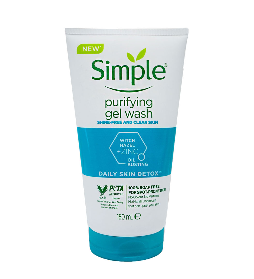 Simple-Purifying-Facial-Wash-Gel-Daily-Skin-Detox-150ml.khanoumi-202381915244291.jpg ژل شستشوی صورت سیمپل مدل Purifying پوست چرب و مختلط حجم 150 میل - Image 1
