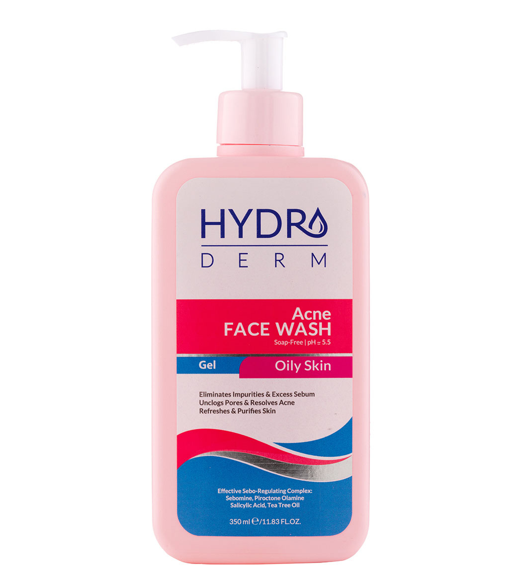 hydroderm-acne-face-wash-gel-for-oily-skin-350ml-khanoumi-1-202371010530723.jpg ژل شستشو صورت هیدرودرم مناسب پوست چرب حجم 350 میلی لیتر - Image 1
