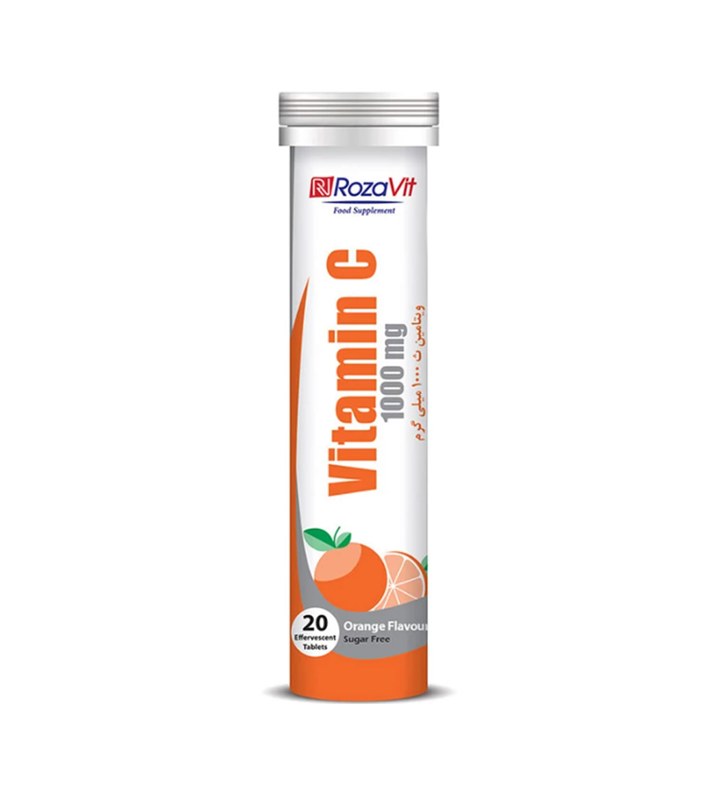 rozavit-vitamin-c-1000-mg-20-effervescent-tabs-01-khanoumi-2024413173322687.jpg قرص جوشان رزاویت مدل ویتامین C تعداد 20 عددی - Image 1