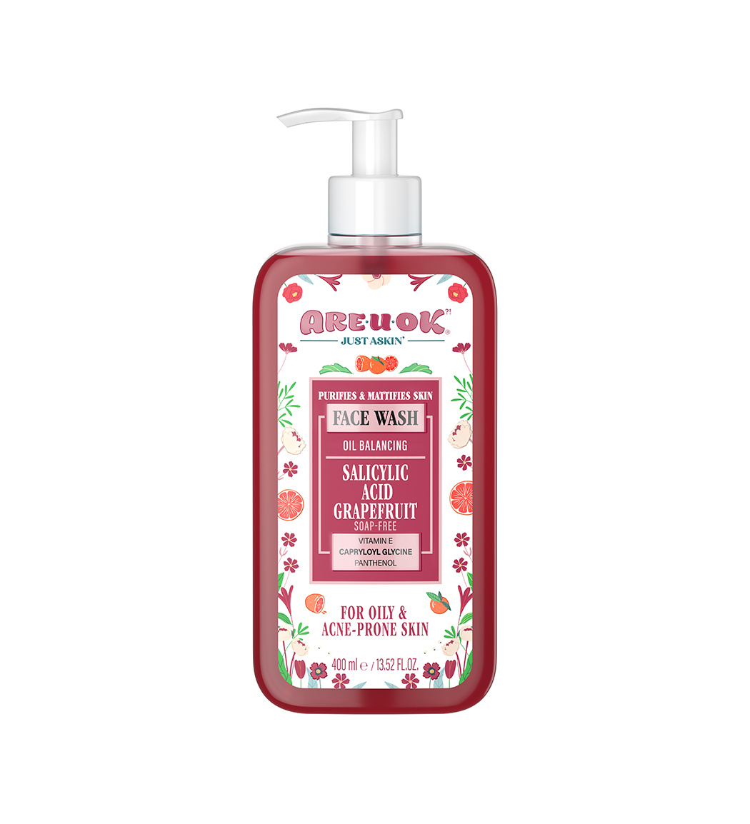 ARE.U.OK-Face-Wash-Grapefrut-copy-1-202441614438853.jpg ژل شستشوی صورت آر یو اکی مدل Balancing حجم 400 میلی لیتر - Image 1