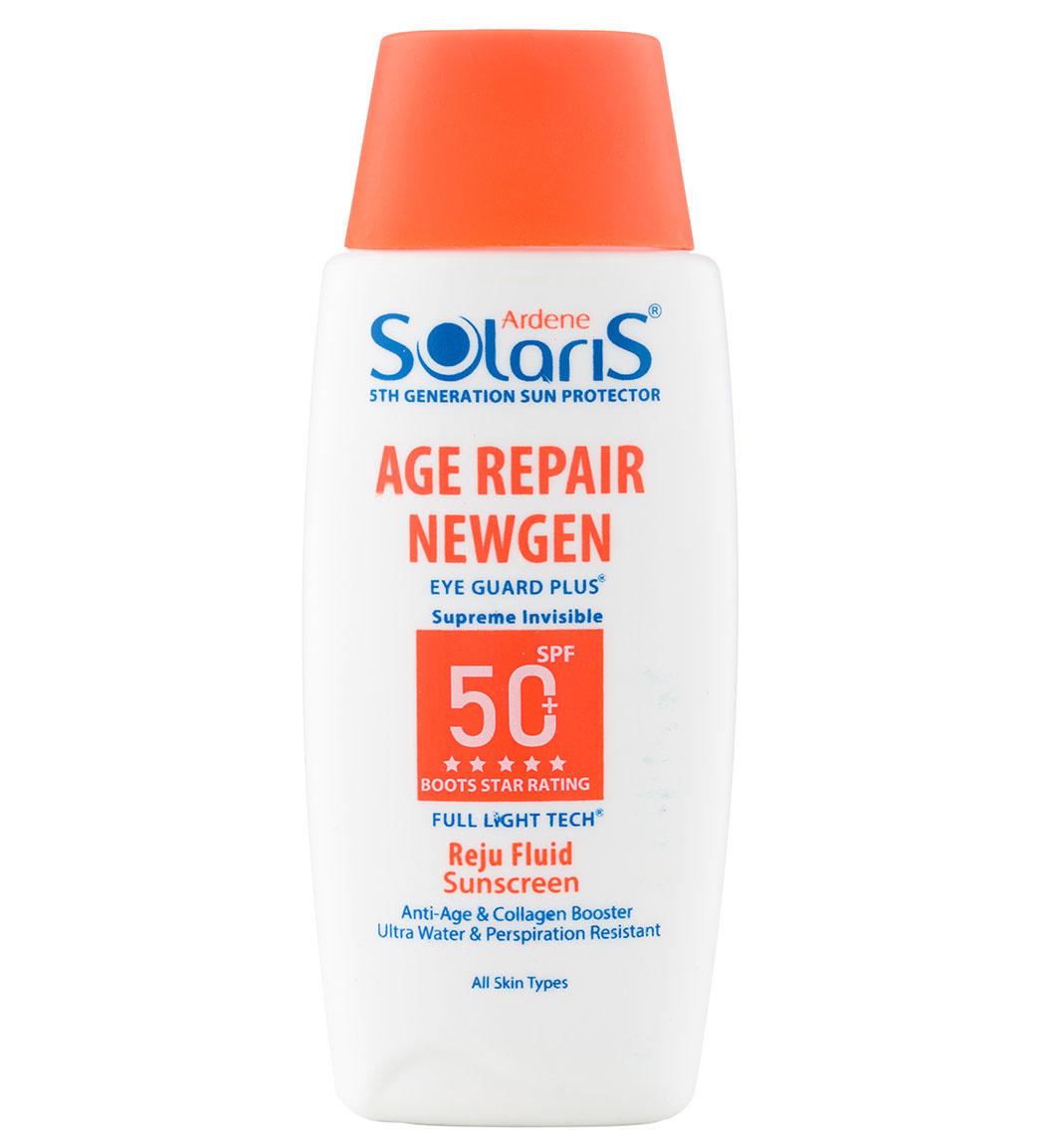 ardene-solaris-age-repair-anti-sun-and-anti-wrinkle-spf-50-fluid-khanoumi-6-20237121615792.jpg فلوئید ضد آفتاب دارای SPF 50 مناسب پوست دارای چروک سطحی بی رنگ حجم 100 میل آردن - Image 1
